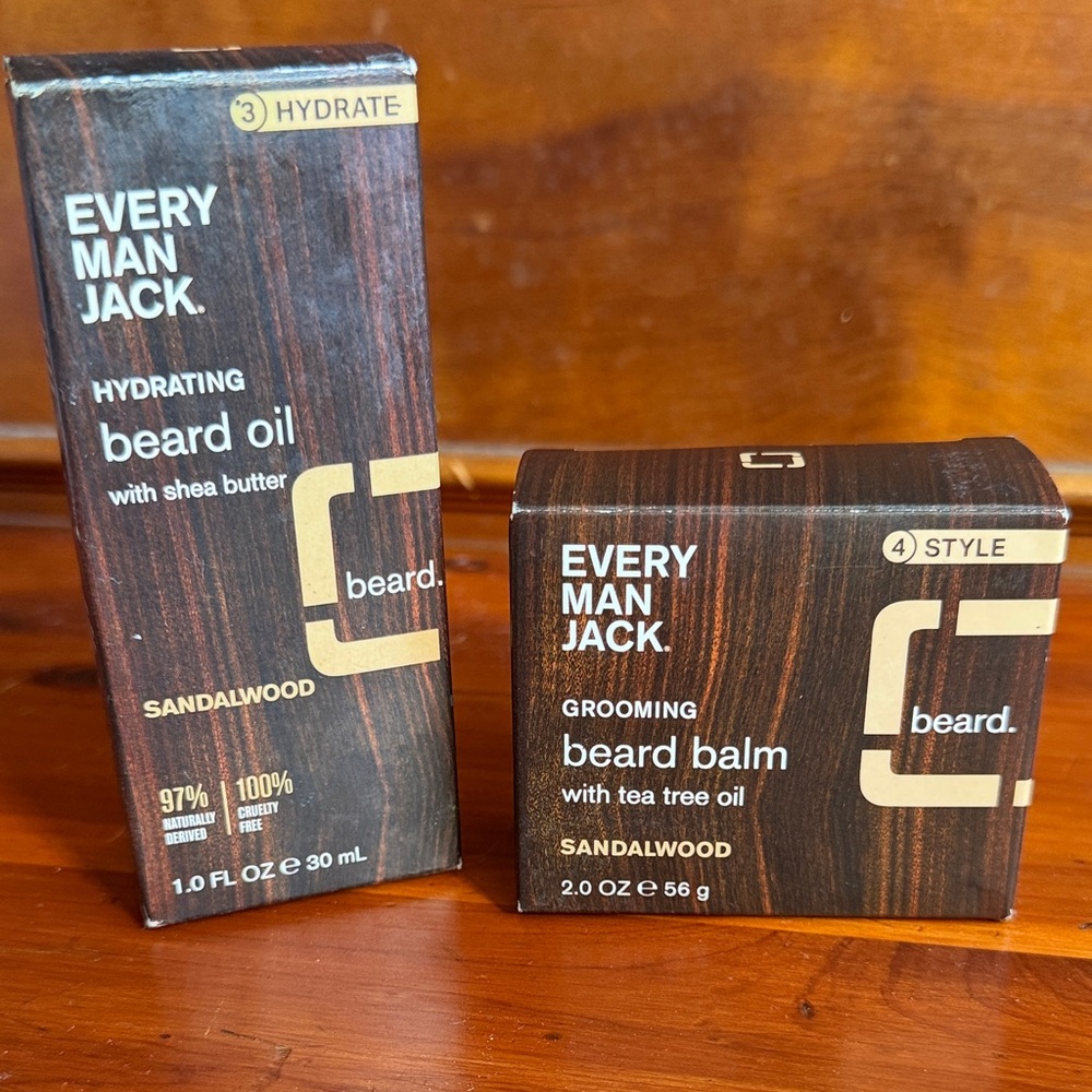 Every Man Jack Hydrating Beard Oil and Grooming Beard Balm Set - Brown